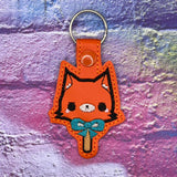 ITH Digital Embroidery Pattern for Fox Popsicle Snap Tab / Key Chain, 4X4 Hoop
