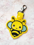 ITH Digital Embroidery Pattern for Set of 4 Bee Snap Tab / Key Chains, 4X4 Hoop