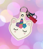 ITH Digital Embroidery Pattern for Heart Animals Bundle of 6 Snap Tabs / Key Chains, 4X4 Hoop