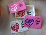 ITH Digital Embroidery Pattern for I Love You Hearts Bundle of 4 Mug Rug 4.25 X 6.25. - 5X7 Hoop
