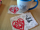 ITH Digital Embroidery Pattern for I Love You Hearts Bundle of 4 Mug Rug 4.25 X 6.25. - 5X7 Hoop
