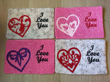 ITH Digital Embroidery Pattern for I Love You Hearts Bundle of 4 Mug Rug 4.25 X 6.25. - 5X7 Hoop
