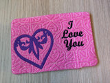 ITH Digital Embroidery Pattern for I Love You Hearts Bundle of 4 Mug Rug 4.25 X 6.25. - 5X7 Hoop