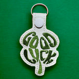 ITH Digital Embroidery Pattern for Good Luck Shamrock Snap Tab / Key Chain, 4X4 Hoop