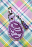 ITH Digital Embroidery Pattern for Swirl Psych Eggs Bundle of 4 Snap Tabs / Key Chains, 4X4 Hoop
