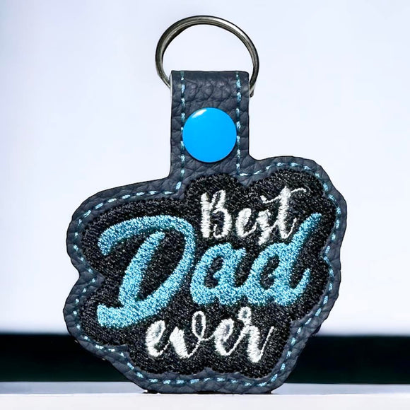ITH Digital Embroidery Pattern for Best Dad Ever Snap Tab / Key Chain, 4X4 Hoop