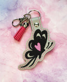 ITH Digital Embroidery Pattern for Heart in Butterfly Snap Tab / Key Chain, 4X4 Hoop
