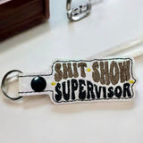 ITH Digital Embroidery Pattern for Shit Show Supervisor Snap Tab / Keychain, 4X4 Hoop