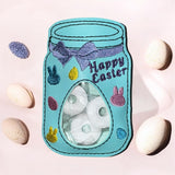 ITH Digital Embroidery Pattern for Mason Jar Happy Easter Treat Holder Small, 4X4 Hoop