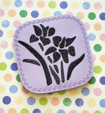 ITH Digital Embroidery Pattern for Iris Stencil Coaster, 4X4 Hoop