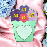 ITH Digital Embroidery Pattern for Flower Pot #1 MOM Treat Holder Med Size 5X3.8, 5X7 Hoop