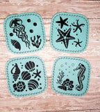 ITH Digital Embroidery Pattern for Sea Life Coaster Set of 4, 4X4 Hoop