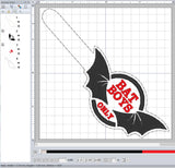 ITH Digital Embroidery Pattern for Bat Boys Only Snap Tab / Key Chain, 4X4 Hoop