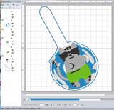 ITH Digital Embroidery Pattern for Cat On Float Snap Tab / Key Chain, 4X4 Hoop