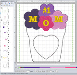 ITH Digital Embroidery Pattern for Flower Pot #1  MOM Treat Holder 4X4, 4X4 Hoop