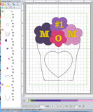 ITH Digital Embroidery Pattern for Flower Pot #1 MOM Treat Holder Med Size 5X3.8, 5X7 Hoop