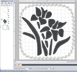 ITH Digital Embroidery Pattern for Iris Stencil Coaster, 4X4 Hoop