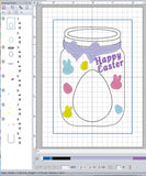ITH Digital Embroidery Pattern for Mason Jar Happy Easter Treat Holder Med Size 5X3, 5X7 Hoop