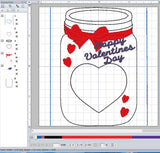 ITH Digital Embroidery Pattern for Mason Jar Valentine Treat Holder, 4X4 Hoop