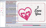ITH Digital Embroidery Pattern for I Love You Hearts Bundle of 4 Mug Rug 4.25 X 6.25. - 5X7 Hoop