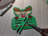 ITH Digital Embroidery Pattern for Reindeer Money Holder Ornament, 4X4 Hoop