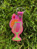 ITH Digital Embroidery Pattern for Set of 4 Tropical Drink Snap Tabs / Key Chains, 4X4 Hoop