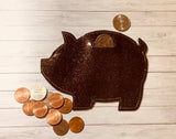 ITH Digital Embroidery Pattern for Piggy Bank Flat Zipper Pouch, 5X7 Hoop