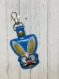 ITH Digital Embroidery Pattern for He Bunny Head Snap Tab / Keychain, 4X4 Hoop