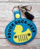 ITH Digital Embroidery Pattern for #Duck Duck Jeep Snap Tab / Keychain, 4X4 Hoop
