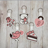 ITH Digital Embroidery Pattern for Bundle of 8 Love Designs Snap Tabs / Key Chains 4X4 Hoop