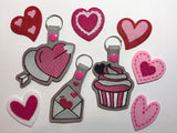 ITH Digital Embroidery Pattern for Bundle of 8 Love Designs Snap Tabs / Key Chains 4X4 Hoop