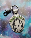 ITH Digital Embroidery Pattern for Dadalorian Snap Tab / Key Chain, 4X4 Hoop