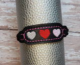 ITH Digital embroidery Pattern for Bracelet Charm Triple Heart, 2X2 Hoop
