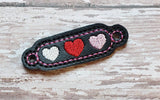 ITH Digital embroidery Pattern for Bracelet Charm Triple Heart, 2X2 Hoop