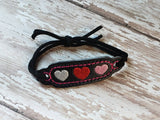 ITH Digital embroidery Pattern for Bracelet Charm Triple Heart, 2X2 Hoop