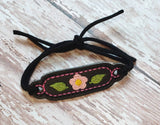 ITH Digital Embroidery Pattern for Bracelet Charm Flower Leaves, 4X4 Hoop