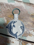ITH Digital Embroidery Pattern for Dolphin Circle Snap Tab / Key Chain, 4X4 Hoop