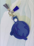 ITH Digital Embroidery Pattern for Dolphin Circle Snap Tab / Key Chain, 4X4 Hoop
