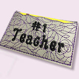ITH Digital Embroidery Pattern for #1 Teacher card Holder, 4X4 Hoop