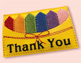 ITH Digital Embroidery Pattern for Crayon Thank you Card Holder, 4X4 Hoop