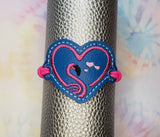 ITH Digital Embroidery Pattern for Barcelet Charm Flamingo Heart III, 2X2 Hoop