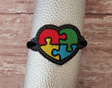 ITH Digital Embroidery Pattern for Bracelet Charm Autistic Heart, 2X2 Hoop