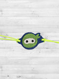 ITH Digital Embroidery Pattern for Bracelet Charm Set of 4 Ninja Heads, 2X2 Hoop
