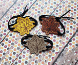 ITH Digital Embroidery Pattern for Bracelet Charm Fall Leaf, 2X2 Hoop
