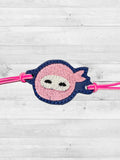 ITH Digital Embroidery Pattern for Bracelet Charm Set of 4 Ninja Heads, 2X2 Hoop