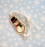 ITH Digital Embroidery Pattern for Bracelet Charm Snowman I, 2X2 Hoop