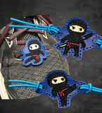 ITH Digital Embroidery Pattern for Bracelet Charm set of 3 Ninja Dudes, 2X2 Hoop