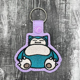 ITH Digital Embroidery Pattern for Snorlax Snap Tab / Key Chain, 4X4 Hoop