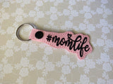 ITH Digital Embroidery Pattern for #momlife Snap Tab / Key Chain, 4X4 Hoop