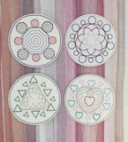 ITH Digital Embroidery Pattern for Geometric Designs Coasters set of 4, 4X4 Hoop